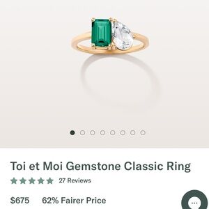 Aurate Toi et Moi Gemstone Classic Ring - Emerald